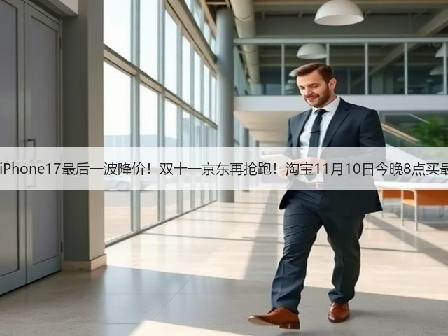 2025年苹果iPhone17最后一波降价!双十一京东再抢跑!淘宝11月10日今晚8点买最便宜优惠!(图1) 2025年苹果iPhone17最后一波降价!双十一京东再抢跑!淘宝11月10日今晚8点买最便宜优惠!(图1)