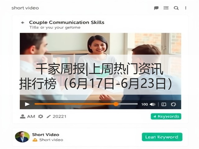 千家周报|上周热门资讯 排行榜(6月17日-6月23日)(图2) 千家周报|上周热门资讯 排行榜(6月17日-6月23日)(图2)