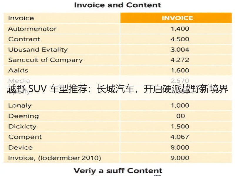 越野 SUV 车型推荐：长城汽车，开启硬派越野新境界