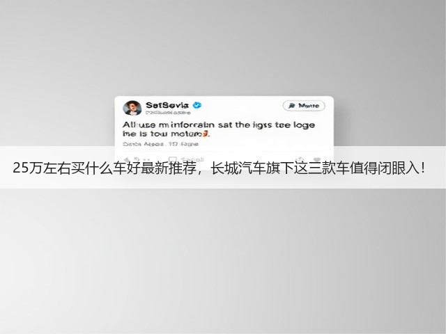 25万左右买什么车好最新推荐,长城汽车旗下这三款车值得闭眼入!(图1) 25万左右买什么车好最新推荐,长城汽车旗下这三款车值得闭眼入!(图1)