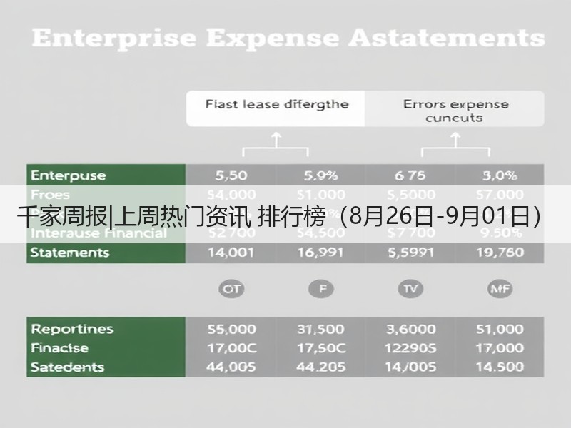 千家周报|上周热门资讯 排行榜（8月26日-9月01日）