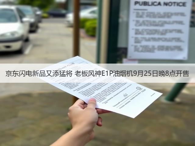 京东闪电新品又添猛将 老板风神E1P油烟机9月25日晚8点开售(图1) 京东闪电新品又添猛将 老板风神E1P油烟机9月25日晚8点开售(图1)