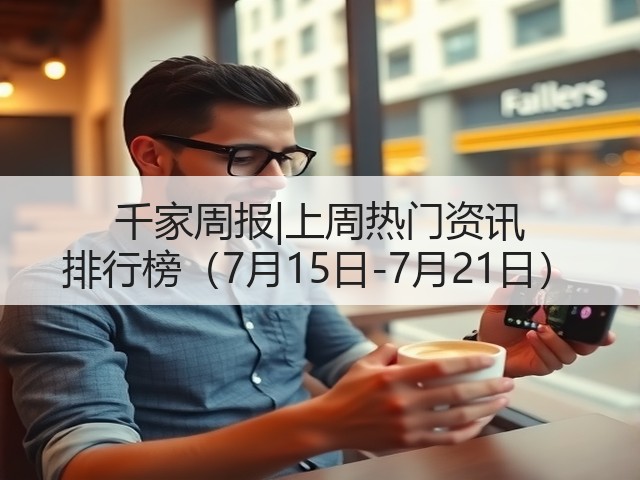 千家周报|上周热门资讯 排行榜(7月15日-7月21日)(图3) 千家周报|上周热门资讯 排行榜(7月15日-7月21日)(图3)